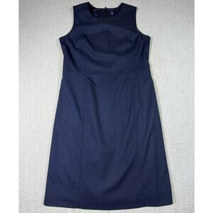 Lands End Women Blue 12 Sleeveless Knee Length Shift Dress Summer Coastal